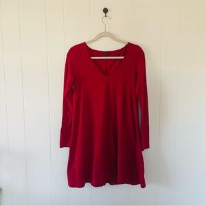 Express Vibrant Red Long Sleeve Dress